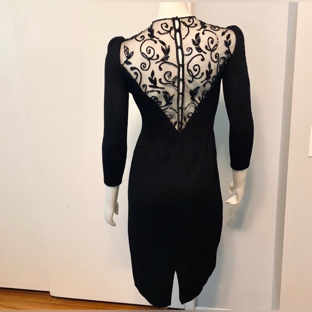 ****SOLD**** St. John Collection Black Dress with Sheer Embroidered Back